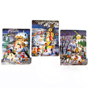 Glimmer kalender med motiv, krybbemotiv - 40X28CM, 3 ASS., 1/POS