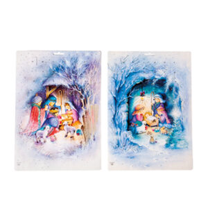 Glimmer kalender med stickers, religiøs - 28X40CM, 2 ASS.