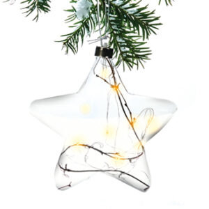 Stjerne, glas, med LED lys (BATTERI) - 15X25CM