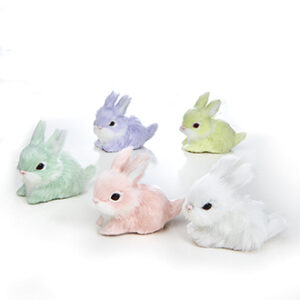 Kanin, liggende, pastelfarvet kunstpels - 7CM, 5 ASS.