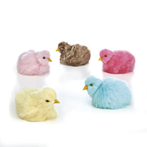 Kylling, liggende, kunstpels - 5CM, 5 ASS.
