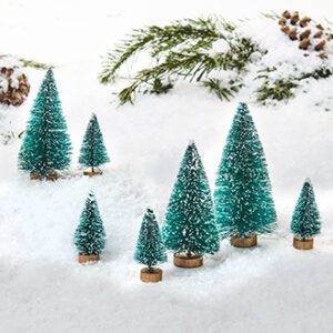 Juletræer, chenille, H: 3-9 cm - 7/POS