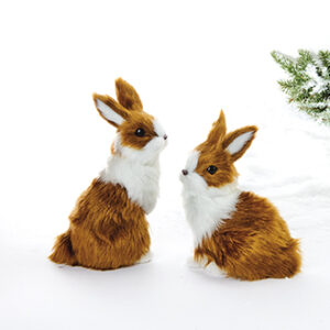 Kanin, kunstpels, brun, H:15&19cm - 2 ASS.