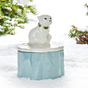 Dåse, med isbjørn på låg, porcelæn - 13CM