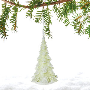 Juletræ, poly., grøn med glimmer&snor - 14CM