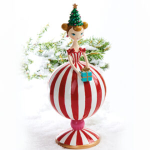 Pige med gave, poly., rund krop - 27CM