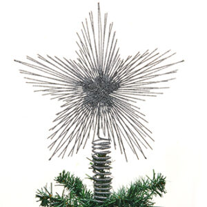 Topstjerne, metal, sølv, med glimmer - 35CM