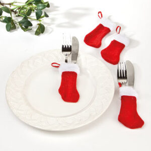 Julesokker, mini, filt, til bestik etc. - 11CM, 4/POS