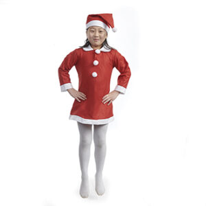 Julekostume med hue, til pige 6-8 år -