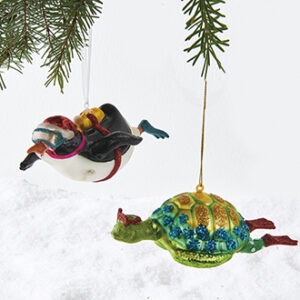 Skildpadde/pingvin, glas med snor - 14CM, 2 ASS.