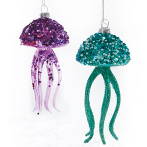Vandmand, glas med snor & glimmer - 13CM, 2 ASS.