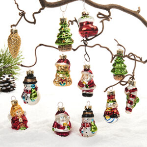Julefigurer, glas, med glimmer - 5CM, 12/ÆSK