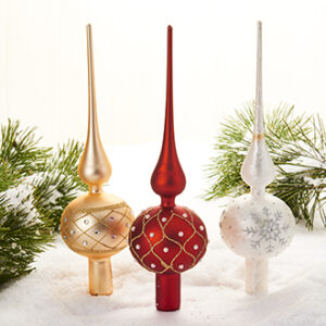 Juletræstop, glas, rød/hvid/guld - 29CM, 3 ASS.
