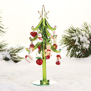 Juletræ, grønt glas, med julefigurer - 20CM