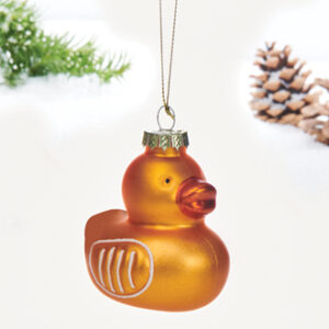 Glasfigur, gul badeand, med snor - 7CM