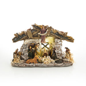 Religiøs dekoration, poly., med LED lys (BATTERI) - 19X30CM