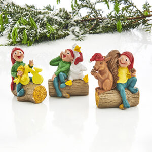 Bramming figurer, poly., vinterfarver - 6CM, 3 ASS.