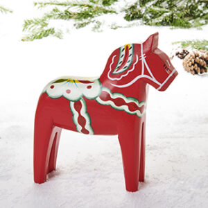 Dalarhest, træ, rød med dekoration - 20CM