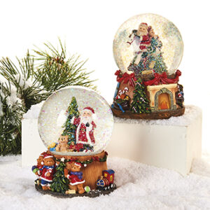 Snevejr, med julefigur, poly., med musik - 14CM, 2 ASS.