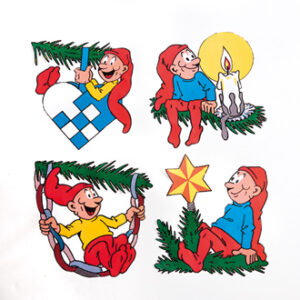 Bramming nisse, træ, med gran - 40CM, 4 ASS.