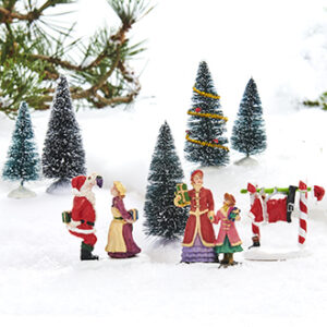 Chenille juletræer&poly. figurer, H: 5-10cm - 8/BLI