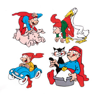 Bramming nisse, træ, med dyr/bil - 40CM, 4 ASS.