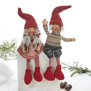 Nisse, pige/dreng, hængeben, stof - 58CM, 2 ASS.