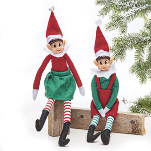 Nisse alf, stof, siddende - 37CM, 2 ASS.