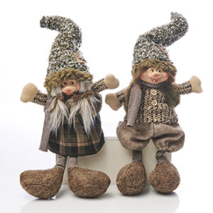 Nisse, pige/dreng, stof, hængeben - 30CM, 2 ASS.
