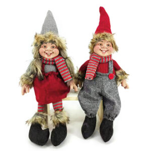 Nisse, pige/dreng, stof, med hængeben - 45CM, 2 ASS.