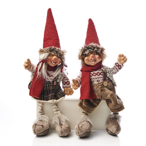 Nisse, pige/dreng, stof, hængeben - 44CM, 2 ASS.