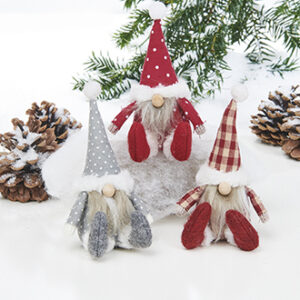 Nisse, stof, siddende - 12CM, 3 ASS.