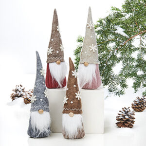 Gnom, stof & filthat med pynt - 26CM, 4 ASS.
