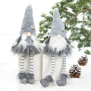 Nisse, pige/dreng, gråt stof, med hængeben - 40CM, 2 ASS.