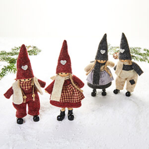 Nisse, stof, rød/grå - 25CM, 4 ASS.