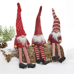 Nisse, stof, med hængeben, ståltråd i hue - 25CM, 3 ASS.