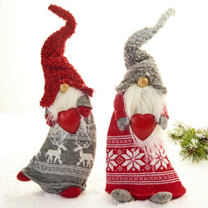 Nisse, stof, med metal hjerte - 72CM, 2 ASS.