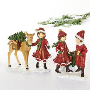 Nissebarn, poly., dreng/pige med dådyr - 12CM, 2 ASS.