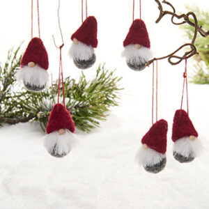 Gnom, mini, uld, med snor - 5CM, 6/ÆSK