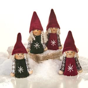 Nisse, pige/dreng, velourtøj, rød/grå - 7CM, 2/ÆSK