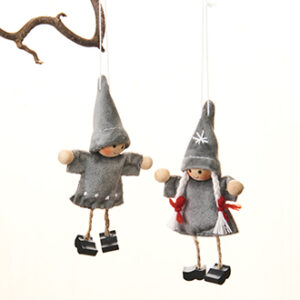 Nisse, pige/dreng, velourtøj, med snor - 12CM, 2/ÆSK