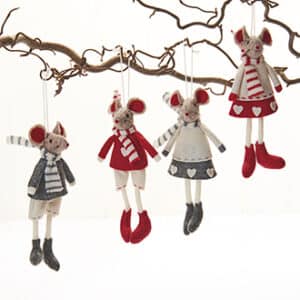 Mus, stof, m/snor- 15CM, 4 ASS.