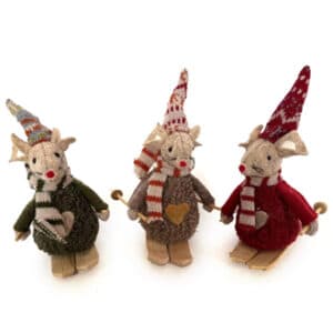 Julemus, stof, p/ski- 8CM, 3 ASS.