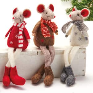 Mus, stof, m/hængeben- 17CM, 3 ASS.