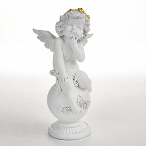 Engel, p/kugle, poly., m/guld hårbånd. 23CM