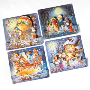 Glimmer kalender m/motiv, stjerner, 3d - 30X30CM 4 ASS - 1/POS