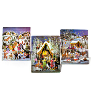 Glimmer kalender m/motiv, snelandskab - 40X28CM - 3 ASS - 1/POS