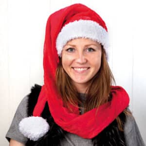 Nissehue, luksus plys m/pompon, ø: 58cm