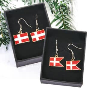 Øreringe, metal, dansk flag - 2CM, 2 ASS.
