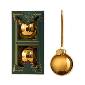 Kugler, glas, blank guld, 8cm, grøn æske